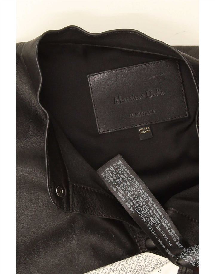 Massimo Dutti ženska prevelika kožna košulja UK 6 XS crna koža