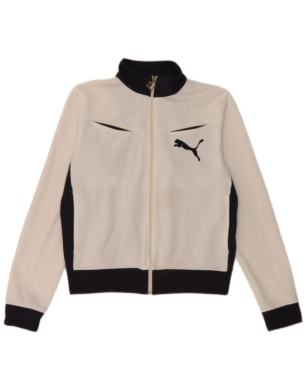 Puma Womens Tracksuit Top Jacket UK 14 Medium White Colourblock Polyester