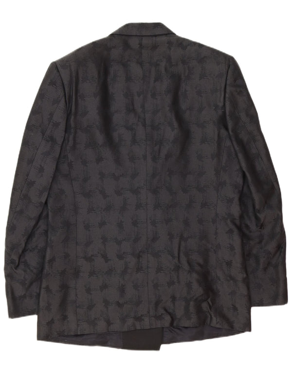 Pierre Cardin Mens Blazer Jacket IT 50 Large Black Geometric Classic