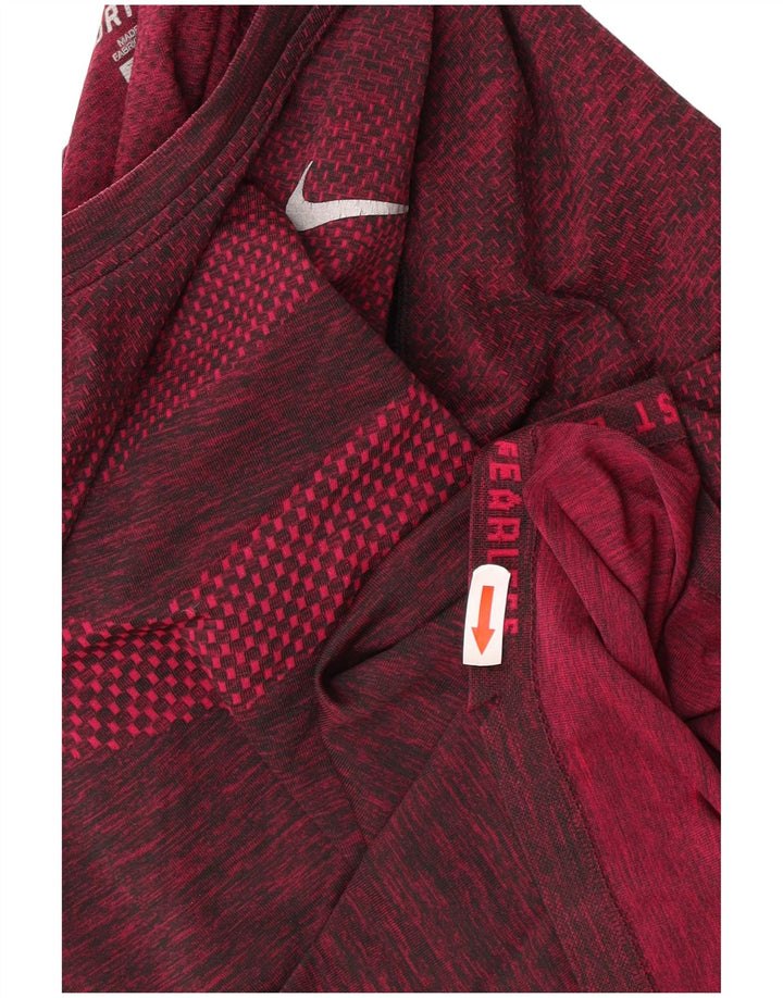 Nike Dri Fit T-Shirt Top Medium Burgundy Flecked