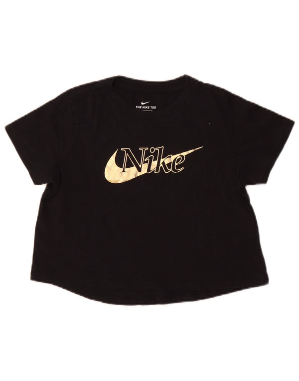 Nike Girls Crop Graphic T-Shirt Top 10-11 Years Srednje crni pamuk