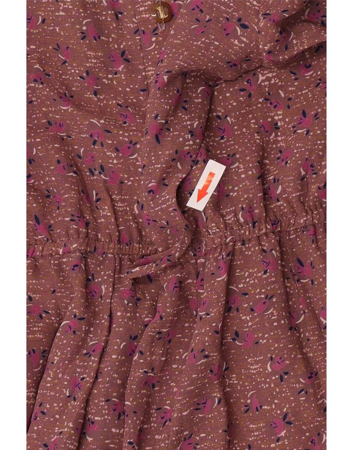 Vintage ženska maksi pulover haljina UK 12 srednje smeđa cvjetna