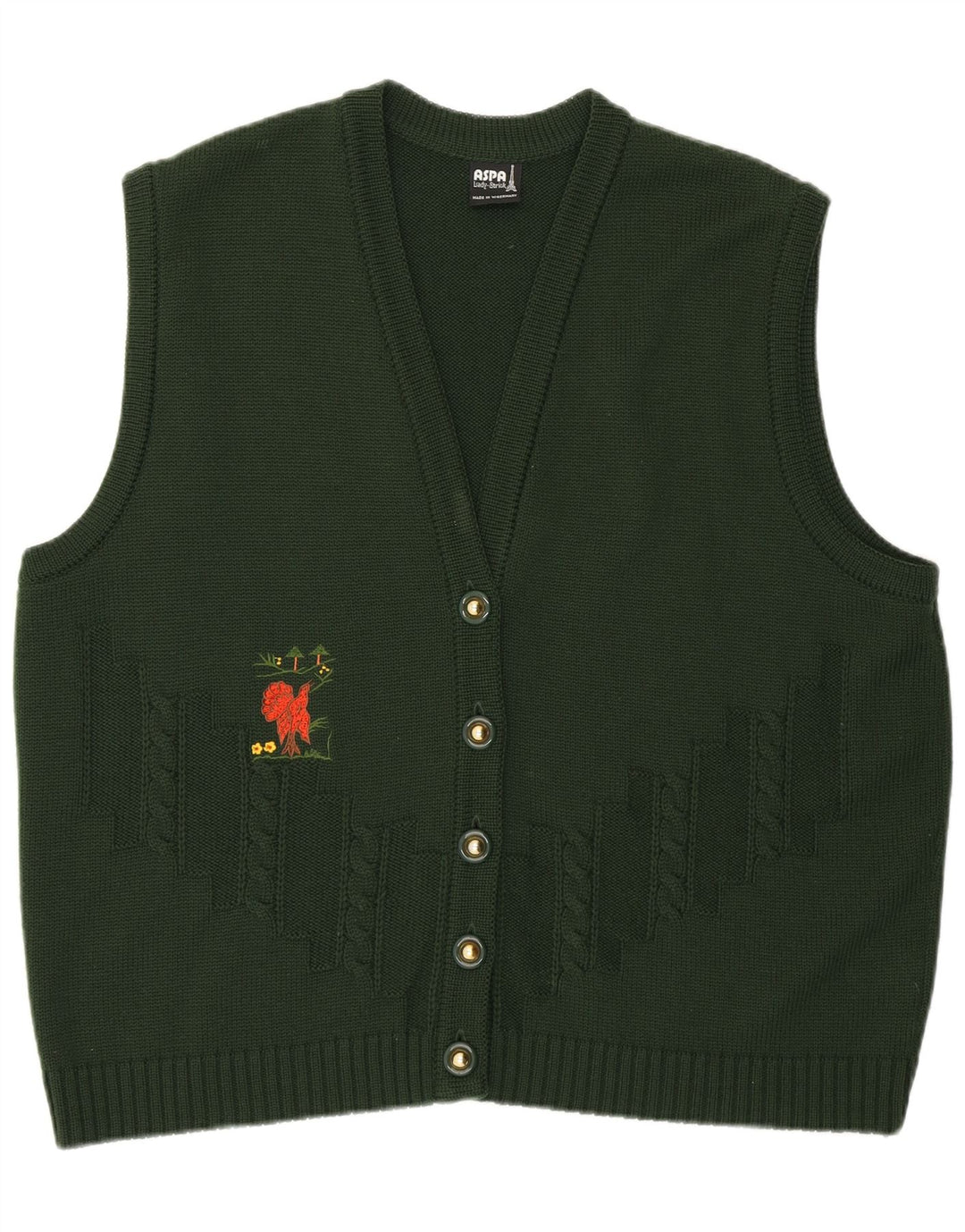 Aspa ženski grafički džemper bez rukava EU 46 XL zeleni poliakril