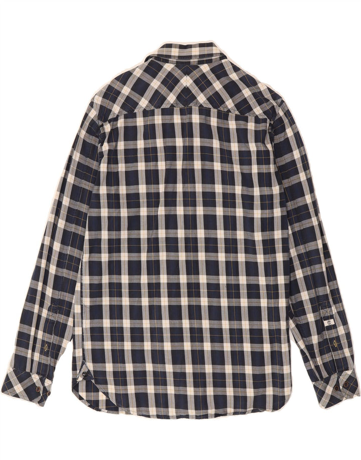 TIMBERLAND Mens Slim Fit Flannel Shirt Medium Navy Blue Check Vintage Timberland and Second-Hand Timberland from Messina Hembry 