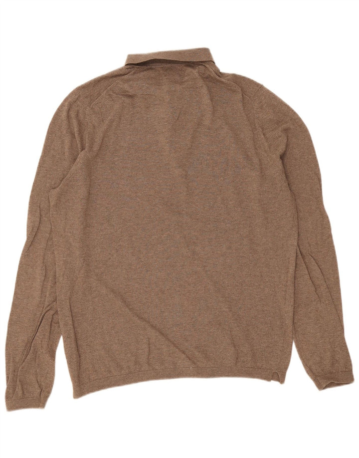 Veliki smeđi pamuk, muški pulover s polo ovratnikom Massimo Dutti