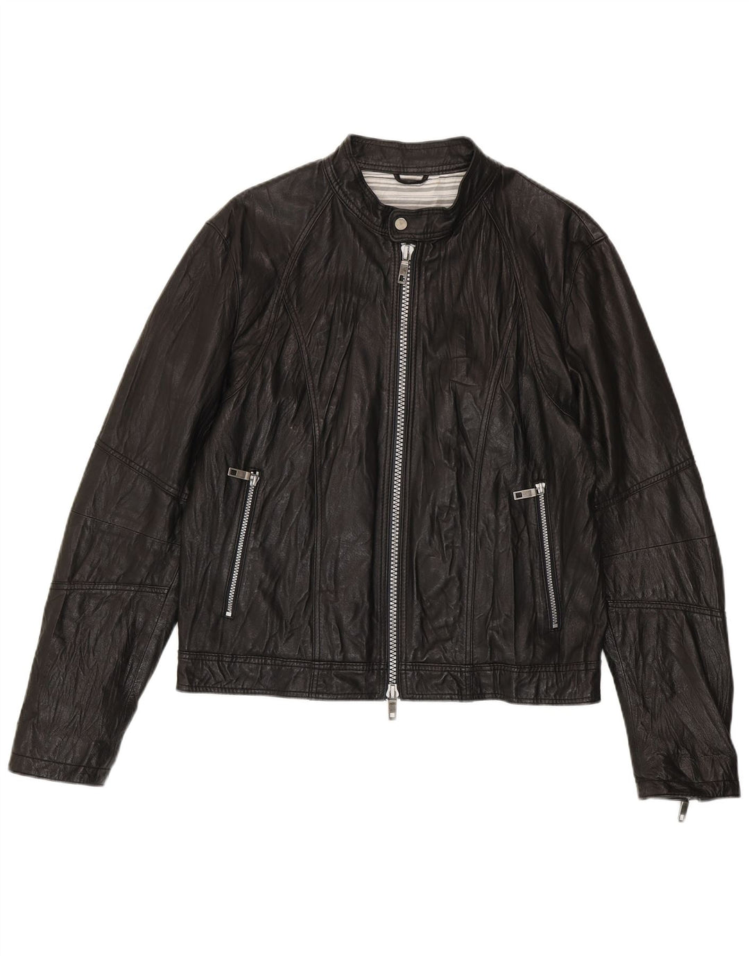 Vintage muška bomber kožna jakna IT 52 XL crna koža