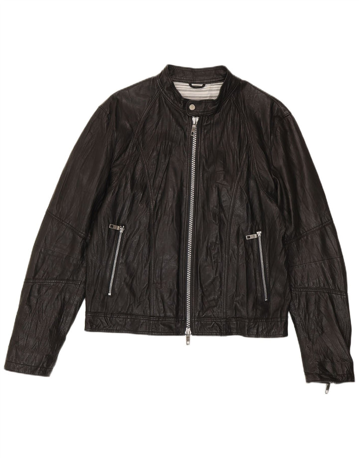 Vintage muška bomber kožna jakna IT 52 XL crna koža