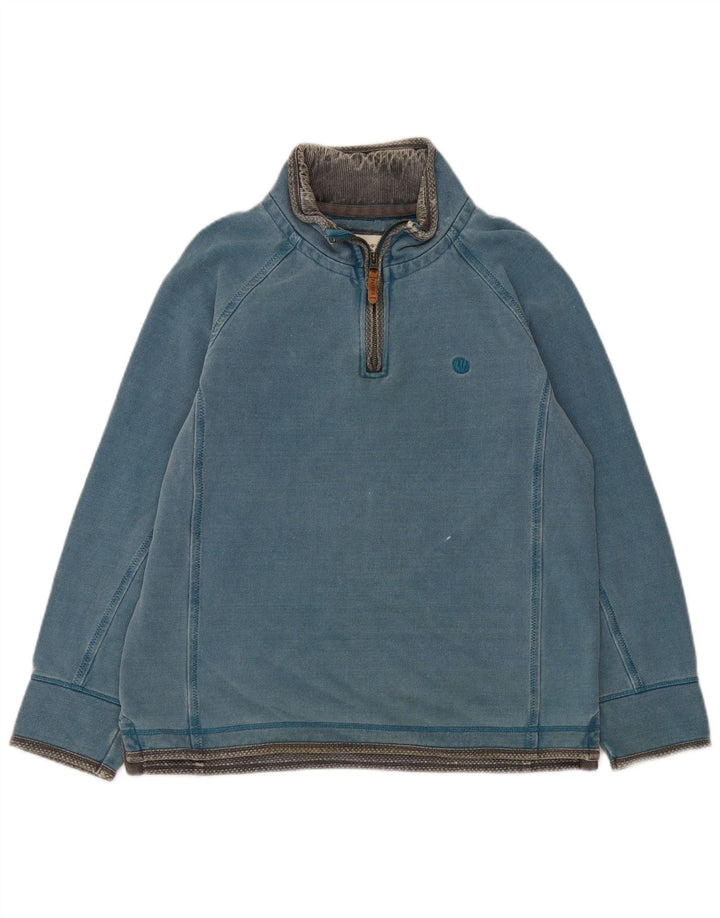 Fat Face Muška majica s izrezom i srednjim plavim pamukom