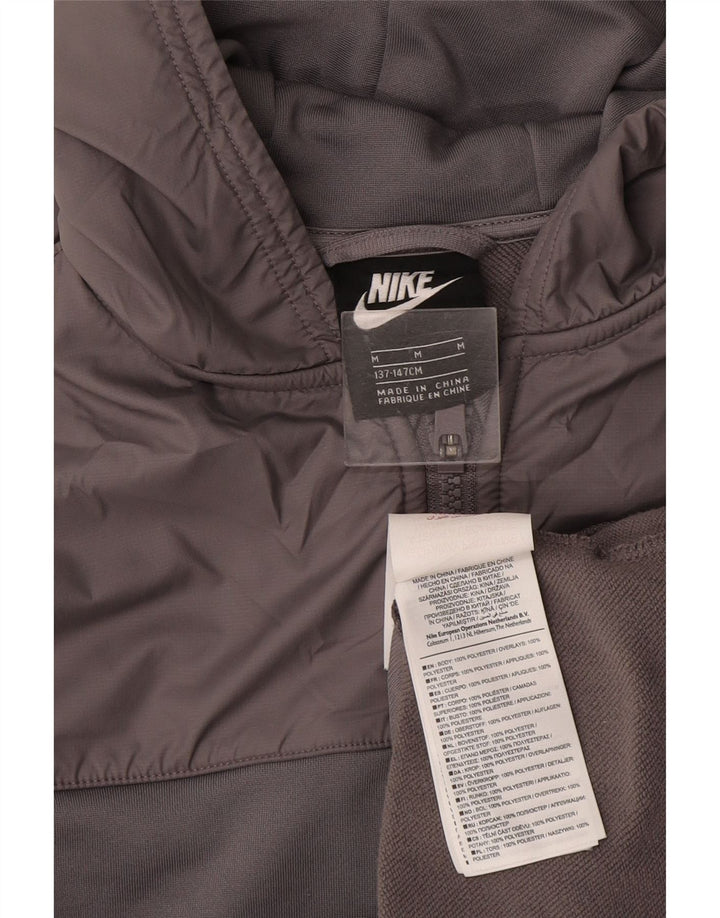 Nike pulover s kapuljačom s patentnim zatvaračem za dječake 10-11 godina, srednje sivi poliester