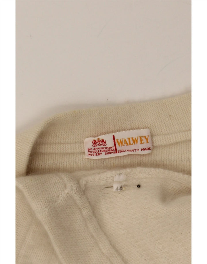 VINTAGE Womens Crop Open Cardigan Sweater IT 46 Large Beige Vintage Vintage and Second-Hand Vintage from Messina Hembry 