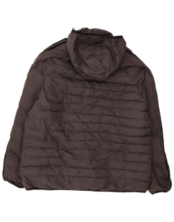 Adidas Mens Hooded Padded Jacket UK 42 XL Grey Polyester