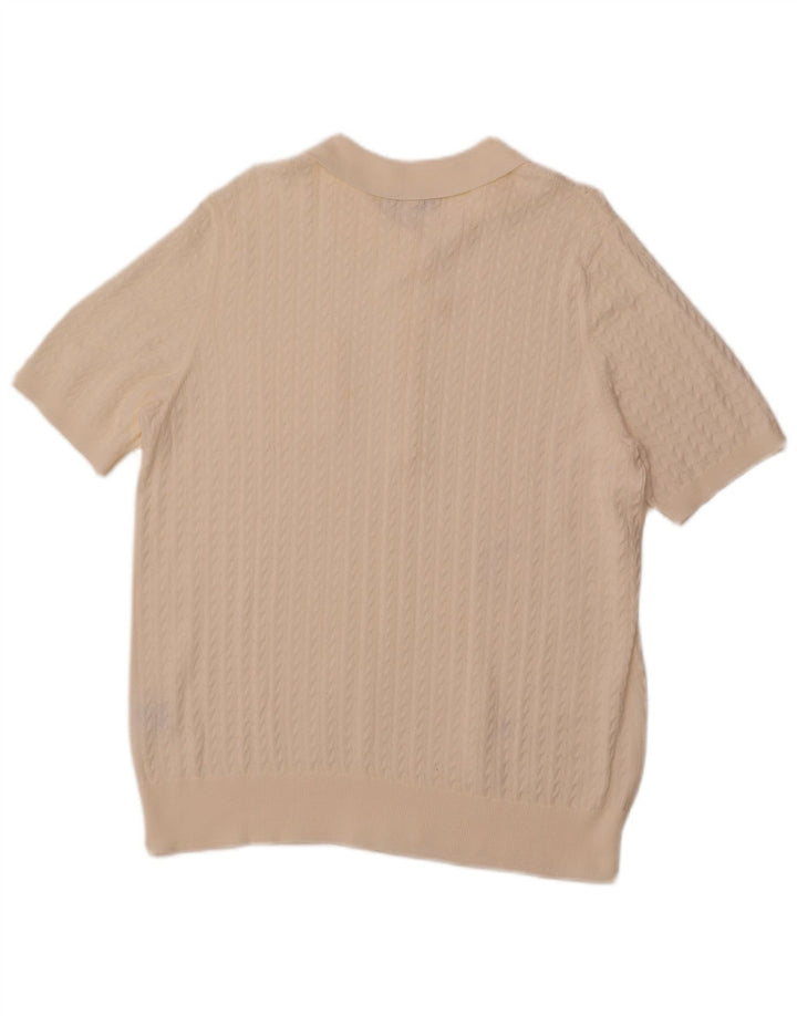 MONA Ženski pulover kratkih rukava s polo izrezom EU 48 2XL sivobijela