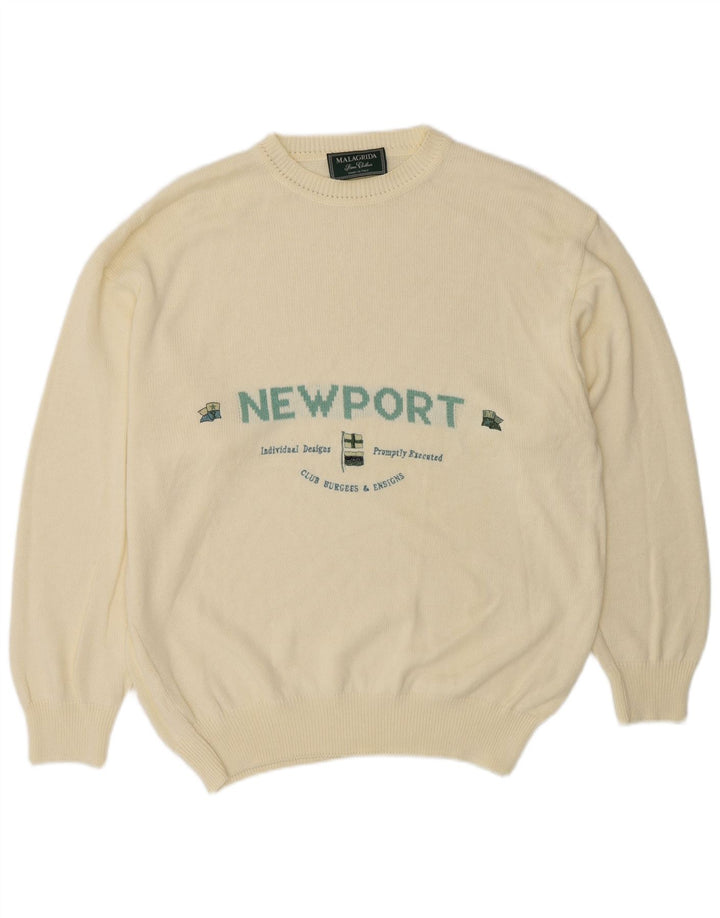 Malagrida muški džemper s okruglim izrezom XL, bež pamuk