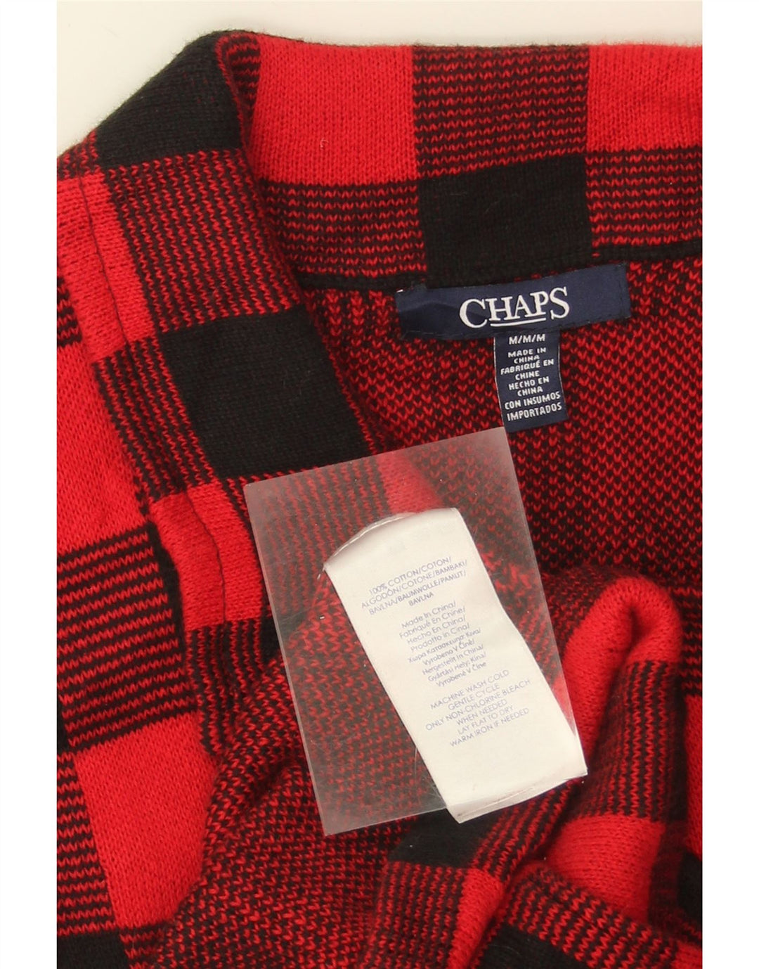 CHAPS Womens Sleeveless Cardigan Sweater UK 12 Medium Red Check Cotton Vintage Chaps and Second-Hand Chaps from Messina Hembry 