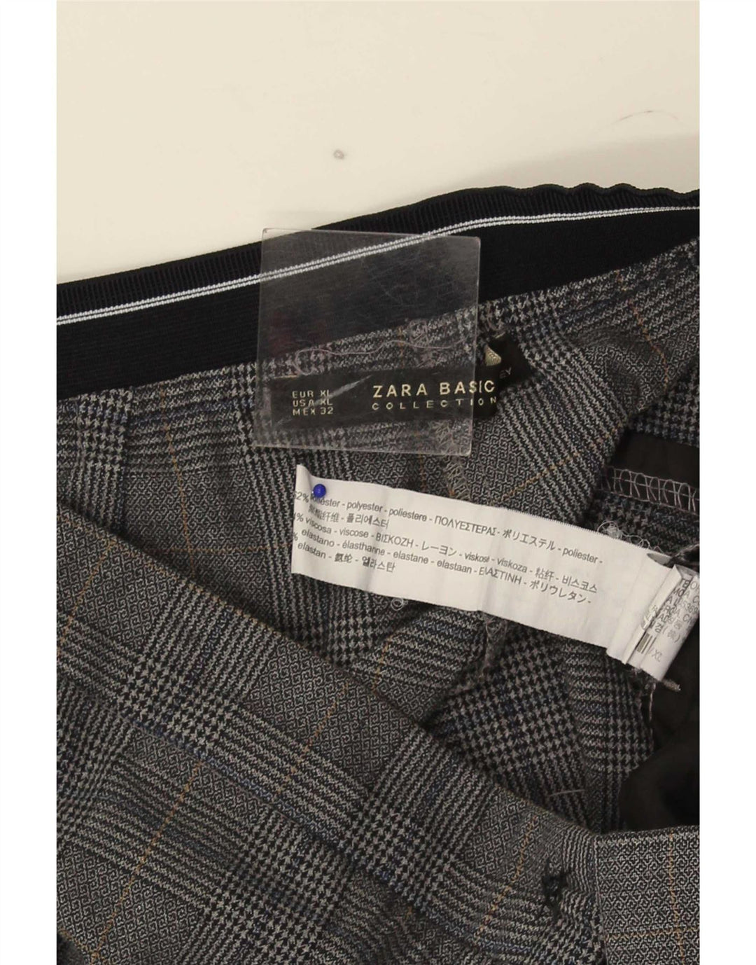 Zara ženske uske chino hlače XL W32 L27 sivi karirani poliester