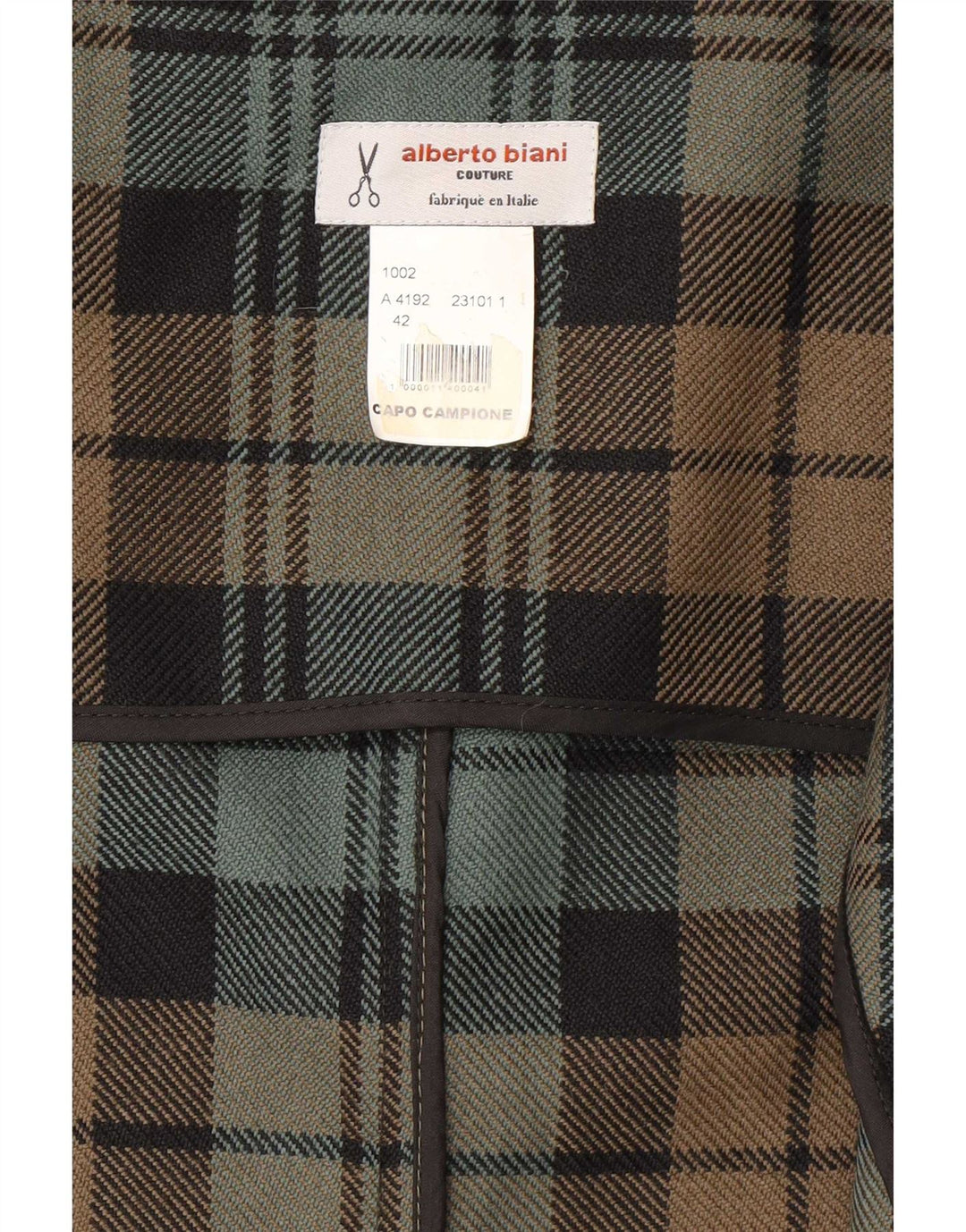 Alberto Biani Womens Double Breasted Coat IT 42 Medium Green Plaid