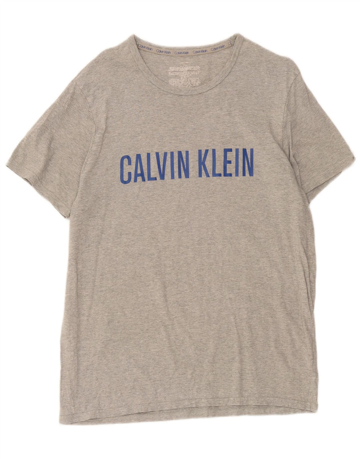 Velika siva pamučna muška majica s grafičkim motivima Calvin Klein