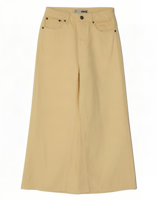 Topshop Womens High Rise Wide Leg Jeans W25 L23 Yellow Cotton