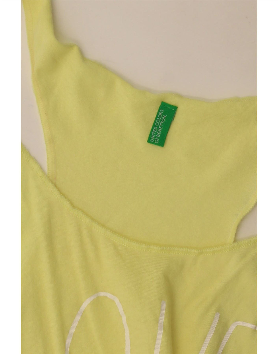 BENETTON Ženska grafička majica tunike UK 8 Small Yellow Colourblock Beach