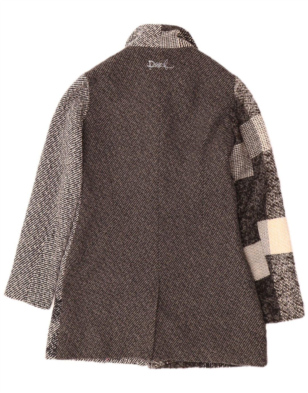 DESIGUAL ženski kaput EU 38 srednje sivi patchwork poliester