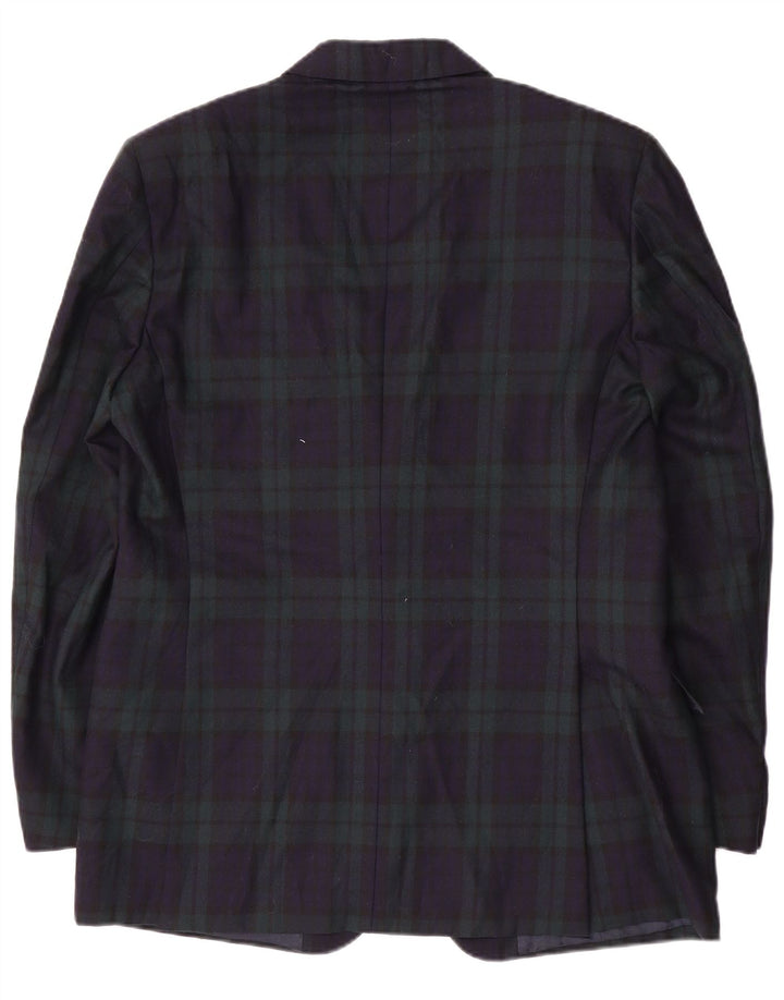 Vintage muški sako s 2 gumba IT 54 2XL tamnoplava karirana vuna