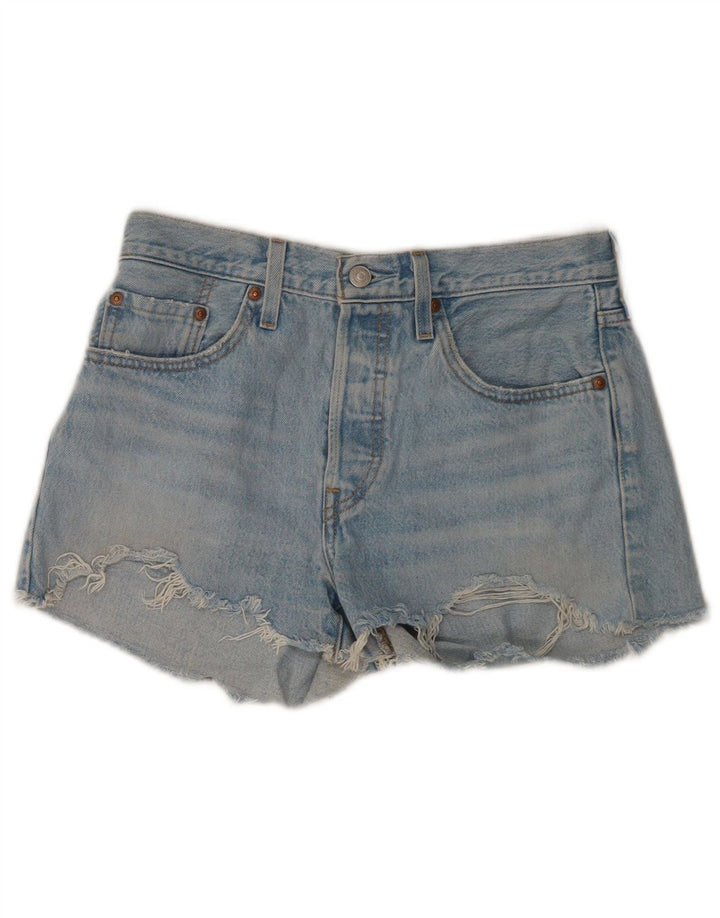 Levi's ženske traper kratke hlače W27 male plave boje pamuka