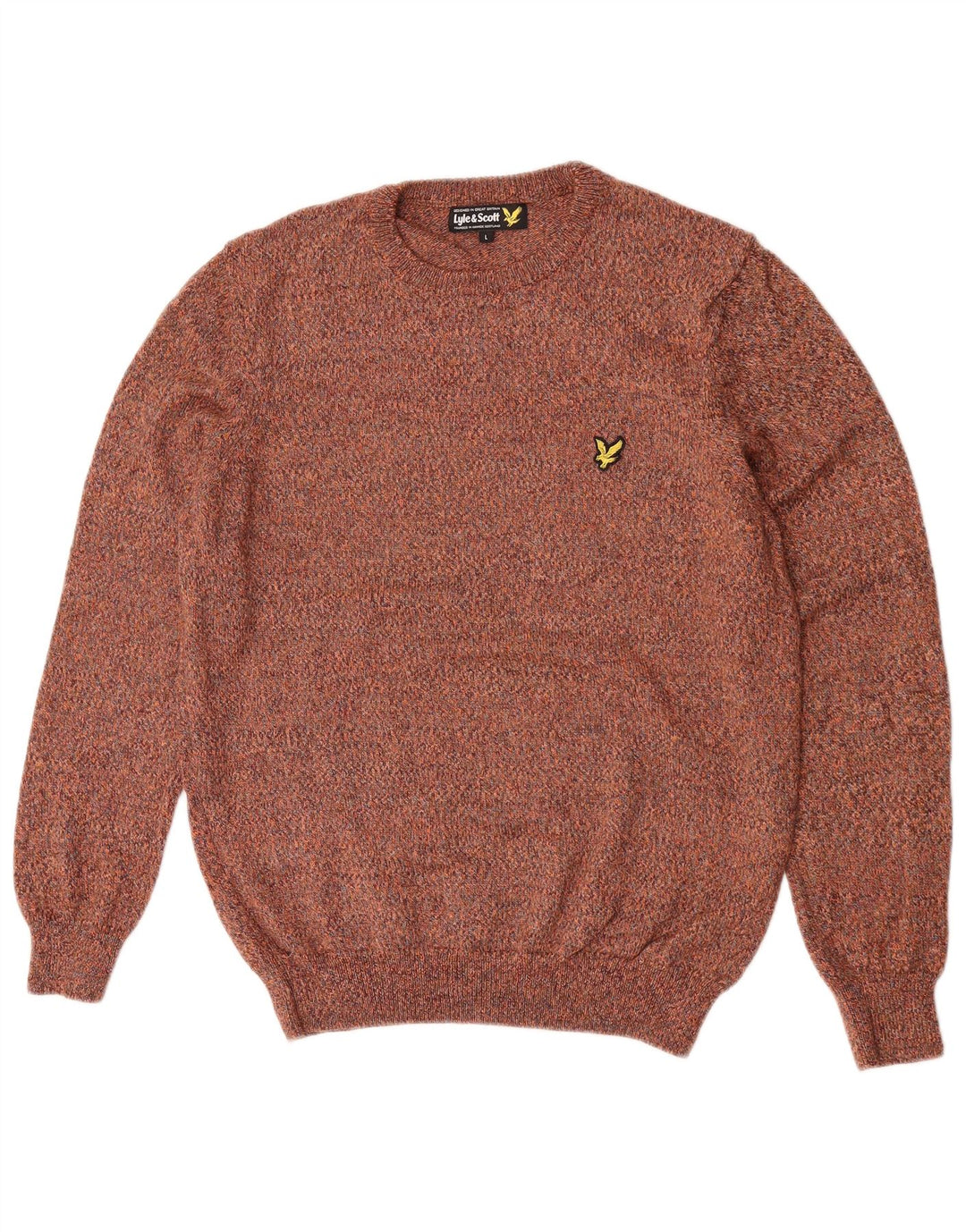 Lyle & Scott muški džemper s okruglim izrezom, veliki smeđi vuneni džemper