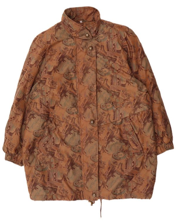 VINTAGE Ženska široka kabanica s apstraktnim uzorkom EU 42, velika smeđa