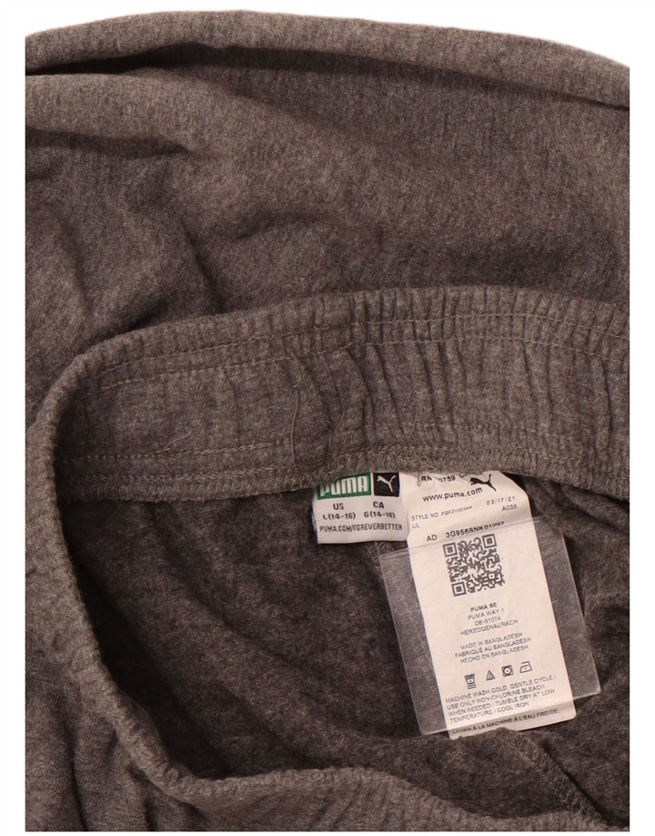 PUMA Girls Graphic Trenirka Hlače Joggers 14-15 Years Large Grey