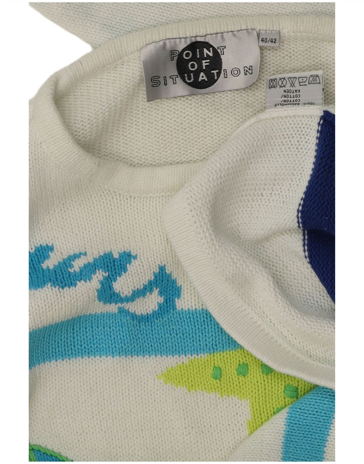 VINTAGE ženski džemper s okruglim izrezom EU 40 srednjih bijelih pruga