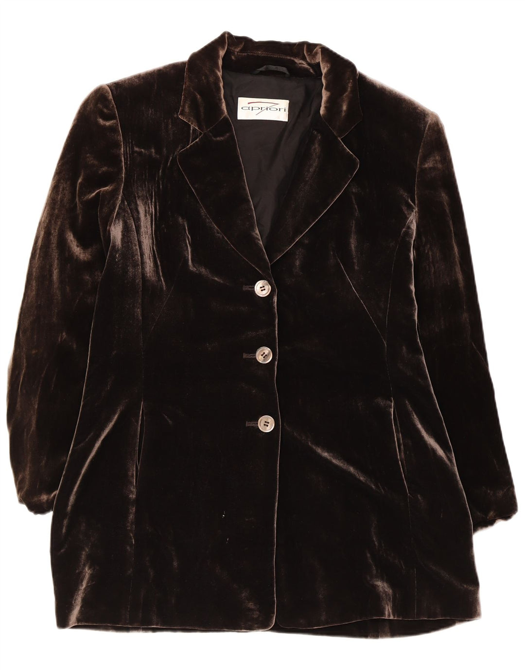 APRIORI Ženska jakna sa 3 gumba UK 14 Velika smeđa svila