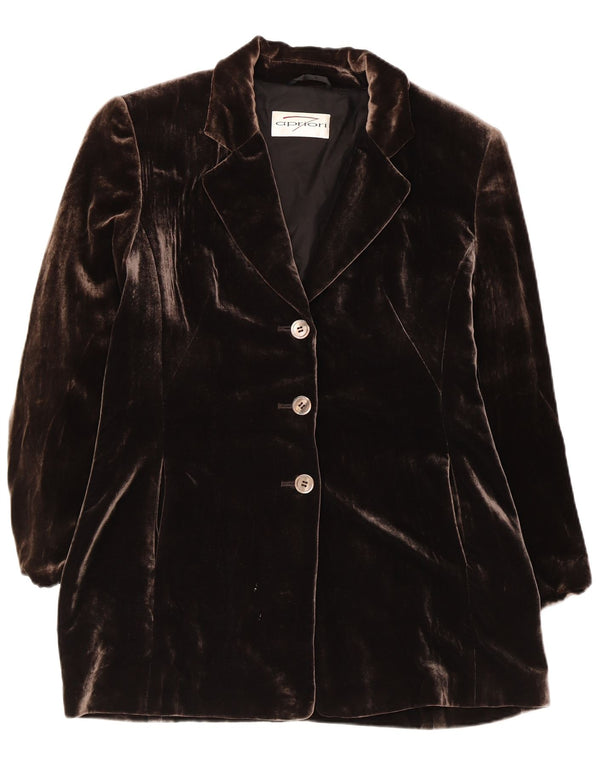 APRIORI Ženska jakna sa 3 gumba UK 14 Velika smeđa svila