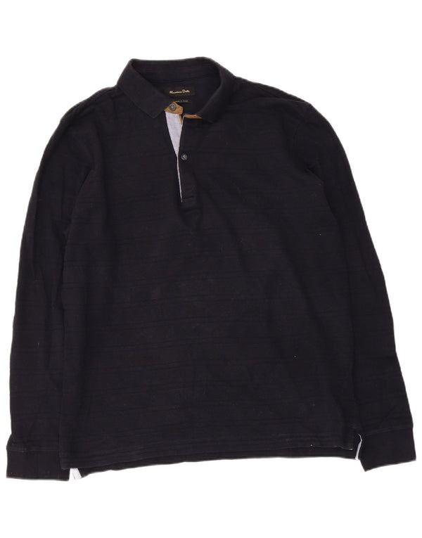 Massimo Dutti muška polo majica dugih rukava Srednje tamnoplavi pamuk