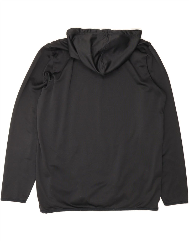 REEBOK Mens Graphic Hoodie Jumper Large Black Pinstripe Polyester Vintage Reebok and Second-Hand Reebok from Messina Hembry 