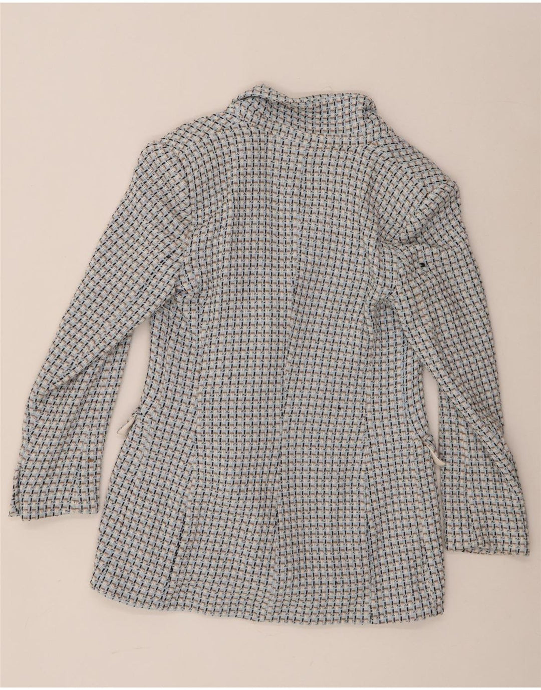 Zara ženski sako s dvostrukim kopčanjem UK 14 Large Blue Gingham pamuk