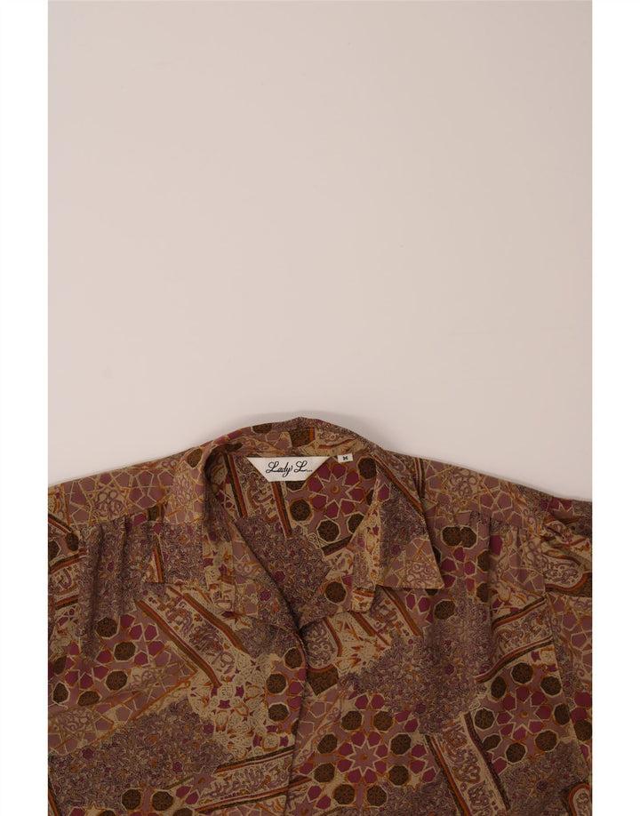 VINTAGE Womens Abstract Pattern Oversized Shirt Blouse UK 14 Medium Brown Vintage Vintage and Second-Hand Vintage from Messina Hembry 