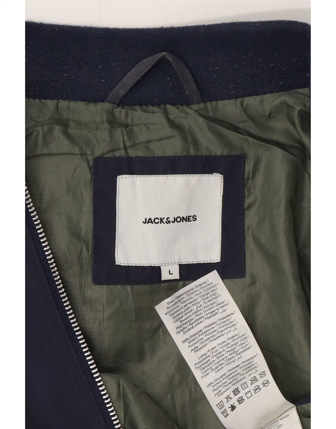 Jack & Jones Mens Bomber Jacket UK 40 Large Navy Blue Polyester