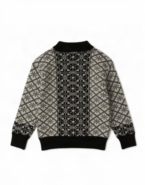 Vintage džemper s kornjačičastim ovratnikom za dječake 7-8 godina, crni geometrijski spandex