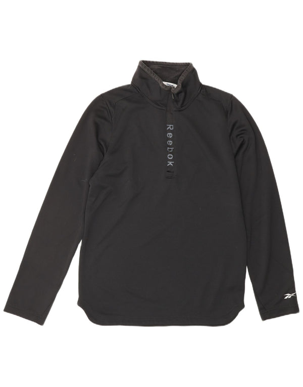 REEBOK Muški gornji dio trenirke s grafičkim zip izrezom, mali crni poliester