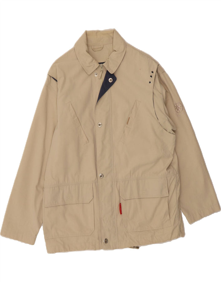 STORMY SEA Mens Utility Jacket UK 38  Medium Beige Polyester Vintage Stormy Sea and Second-Hand Stormy Sea from Messina Hembry 