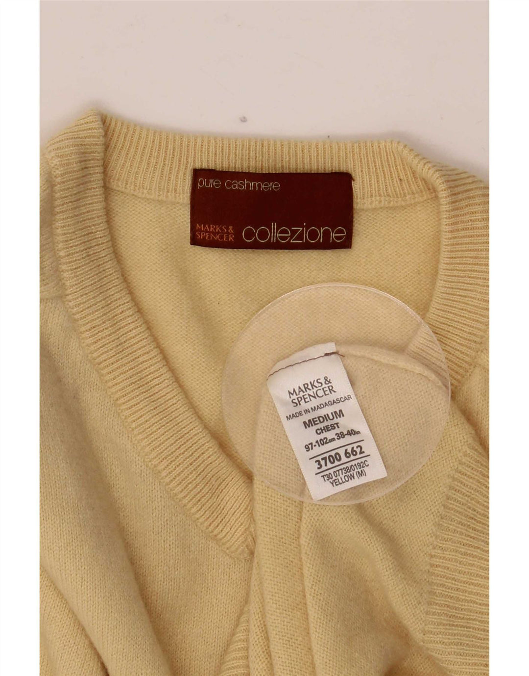 Marks & Spencer muški džemper s V-izrezom srednje žute boje od kašmira