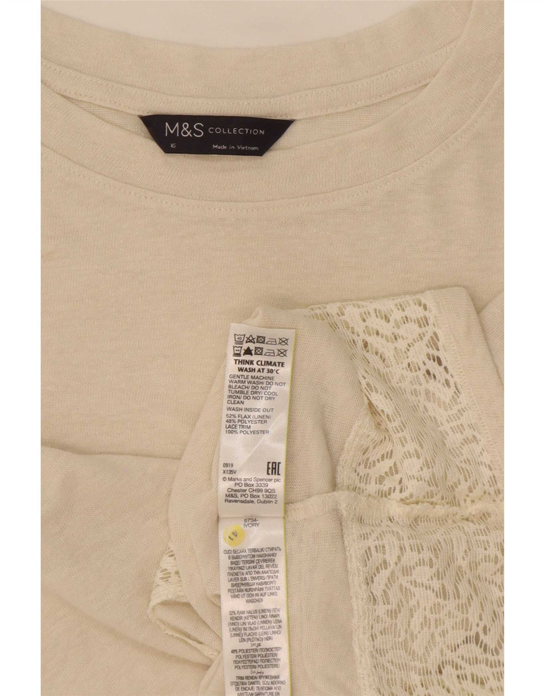 Marks & Spencer ženska velika majica kratkih rukava UK 16 Large Beige Lan
