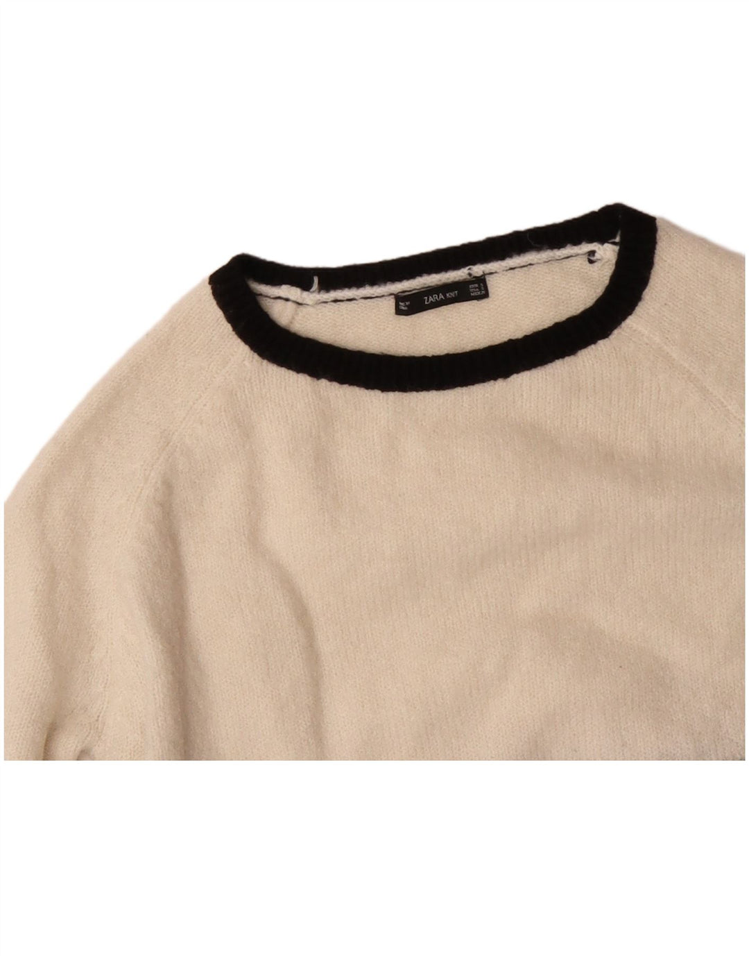 ZARA ženski džemper s veznim izrezom UK 10 Mali crni akril u boji