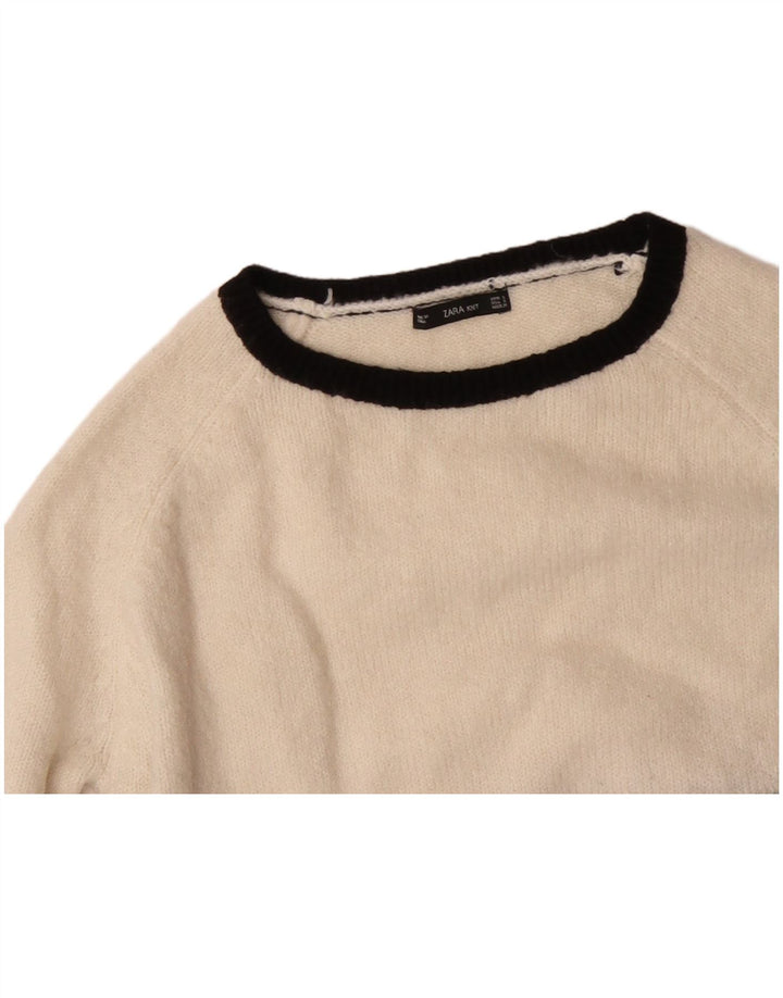 ZARA ženski džemper s veznim izrezom UK 10 Mali crni akril u boji