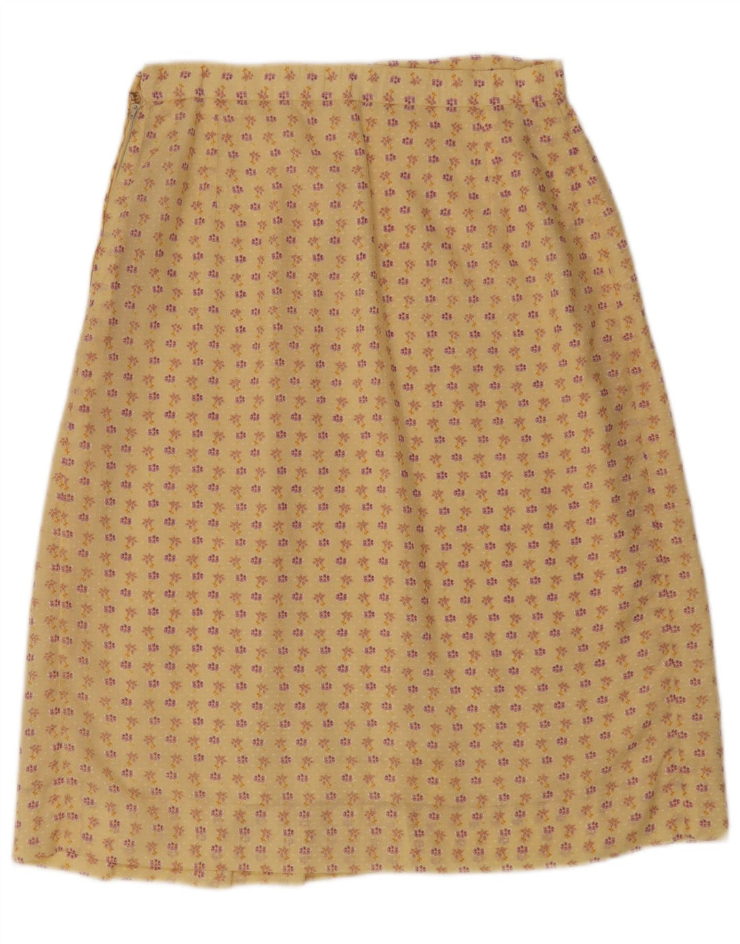Vintage ženska suknja A-kroja W30 srednje žuta cvjetna