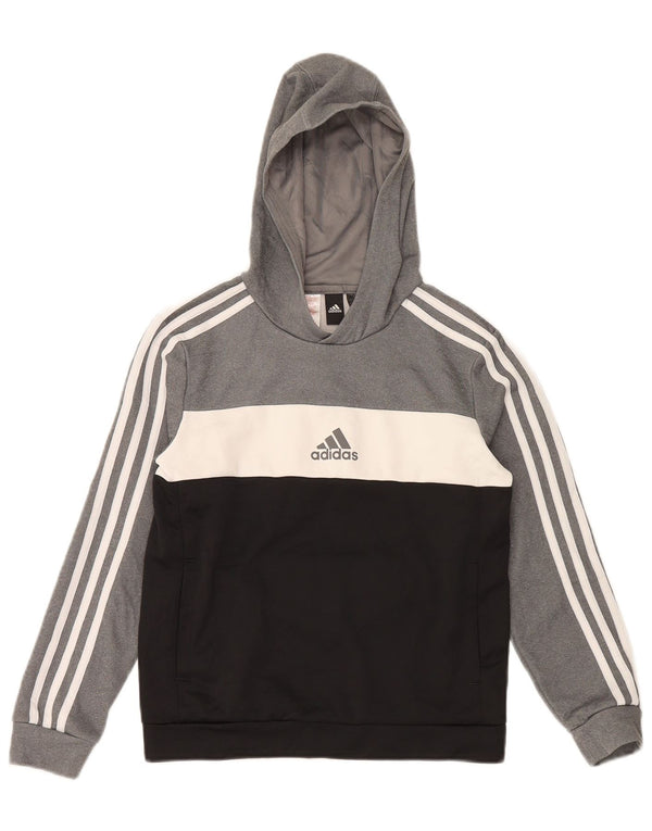 Adidas Boys Aeroready majica s kapuljačom 11-12 godina sivi poliester u boji