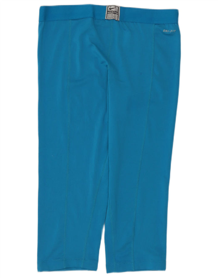 NIKE ženske Dri Fit Capri tajice UK 14 veliki plavi poliester