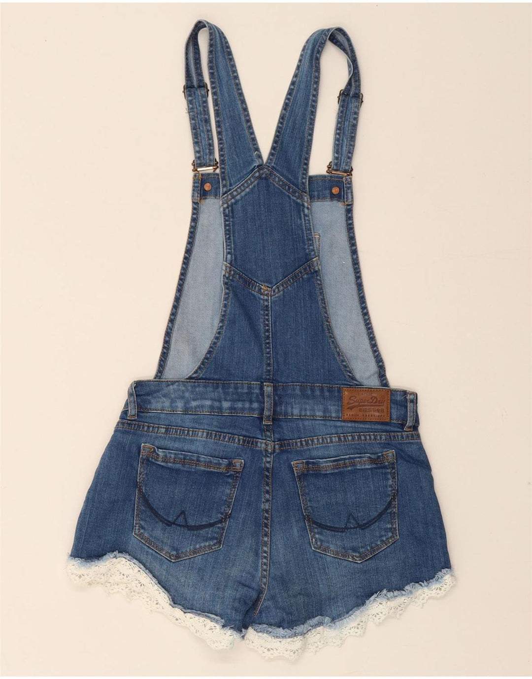 SUPERDRY ženske traper kratke hlače Dungarees XS W25 plavi pamuk