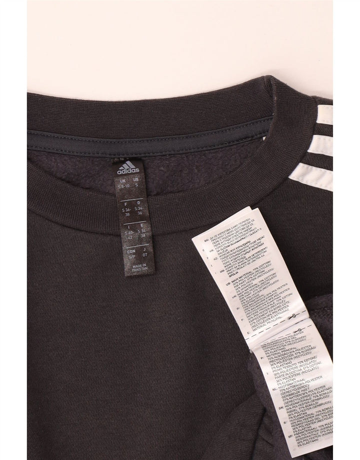 ADIDAS Ženska skraćena prekomjerna majica s kratkim rukavima UK 8/10 Mali sivi pamuk