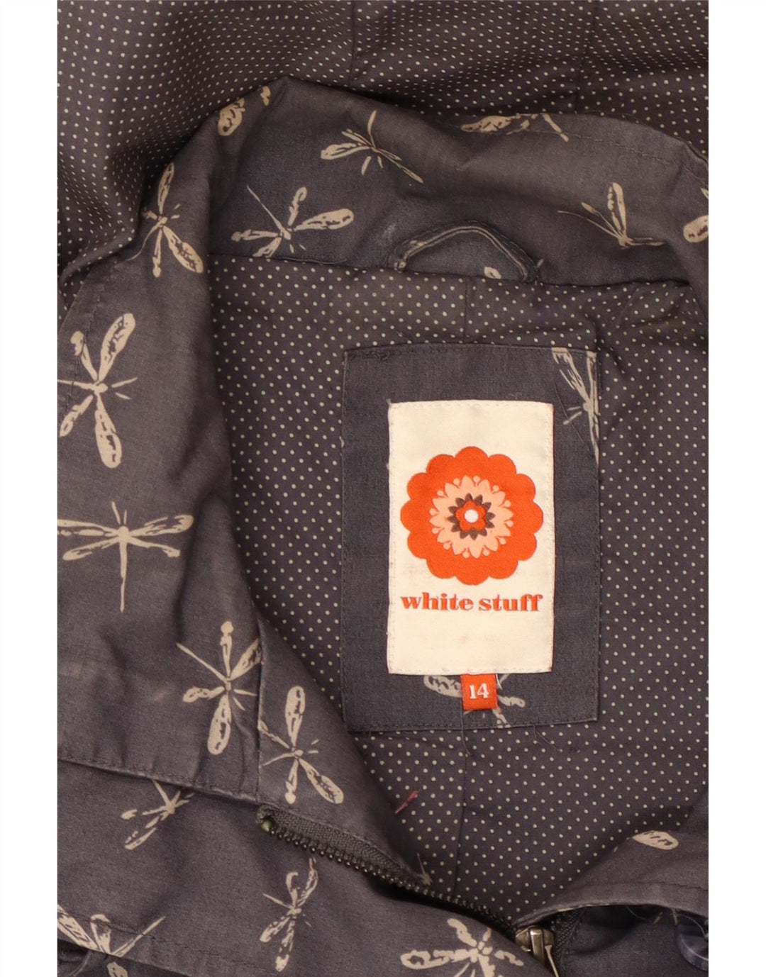 WHITE STUFF Ženska vjetrovka jakna UK 14 Veliki tamnoplavi životinjski print